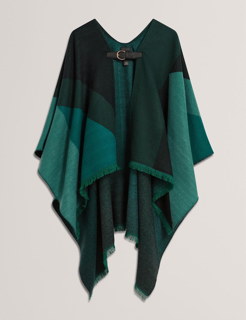 Ted Baker SUFFIA - Colour Block Buckled Woven Ponchos Damen Grün | BYSVQ-9018