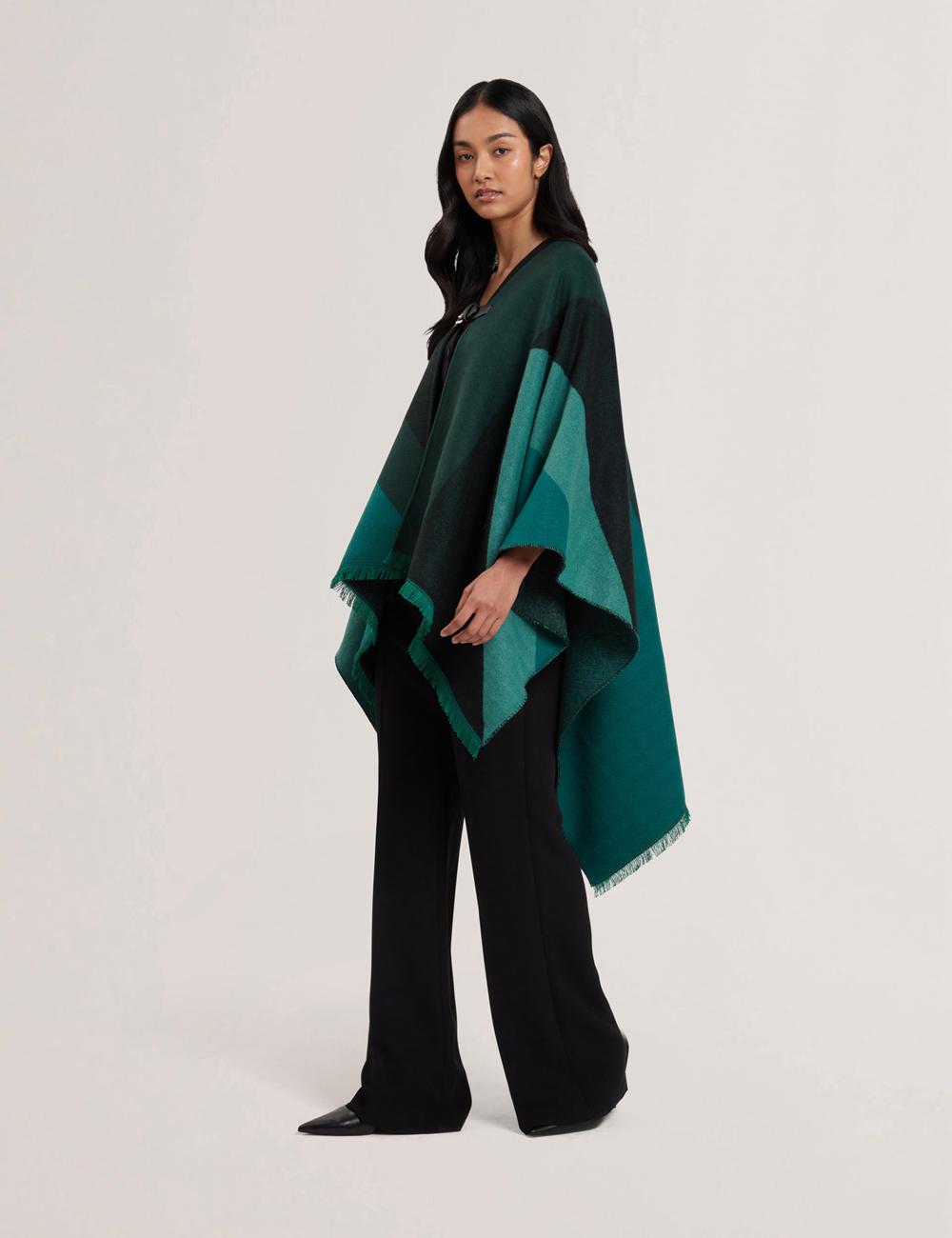 Ted Baker SUFFIA - Colour Block Buckled Woven Ponchos Damen Grün | BYSVQ-9018