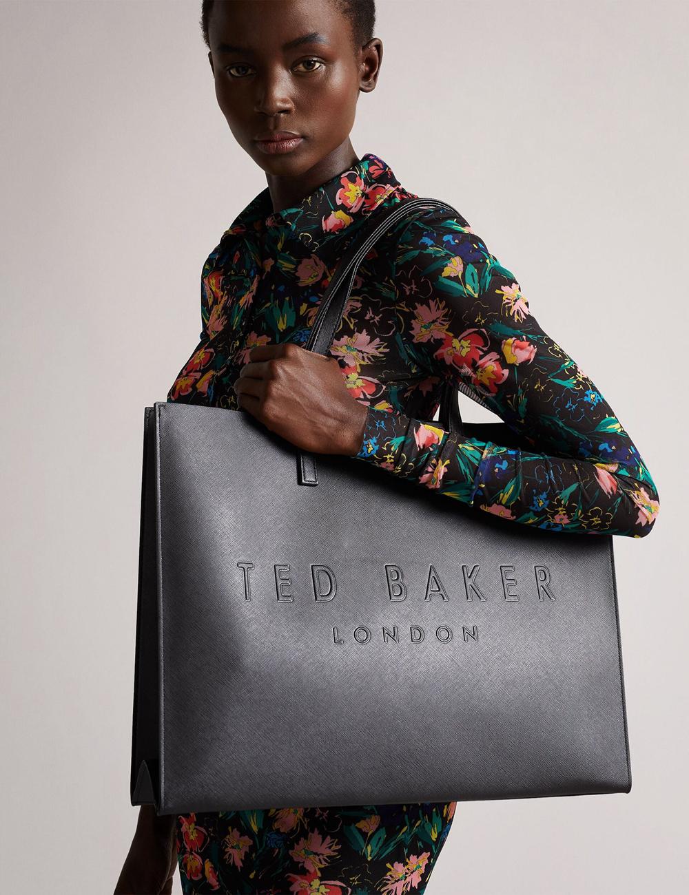 Ted Baker SUKICON - Textured Faux Leather Icon Tragetaschen Damen Schwarz | EFDHN-9813