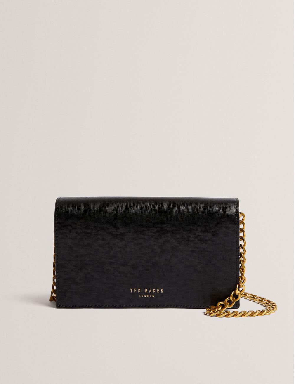Ted Baker TABINA - Leather With Chain Crossbody Strap Geldbörse Damen Schwarz | NWKXZ-3790