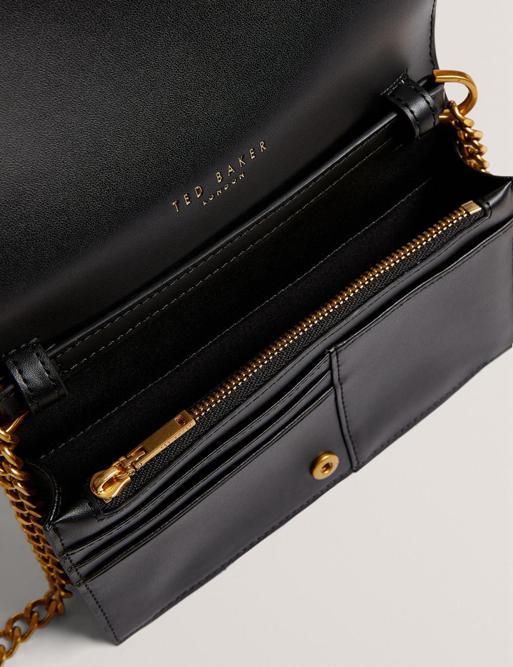 Ted Baker TABINA - Leather With Chain Crossbody Strap Geldbörse Damen Schwarz | NWKXZ-3790