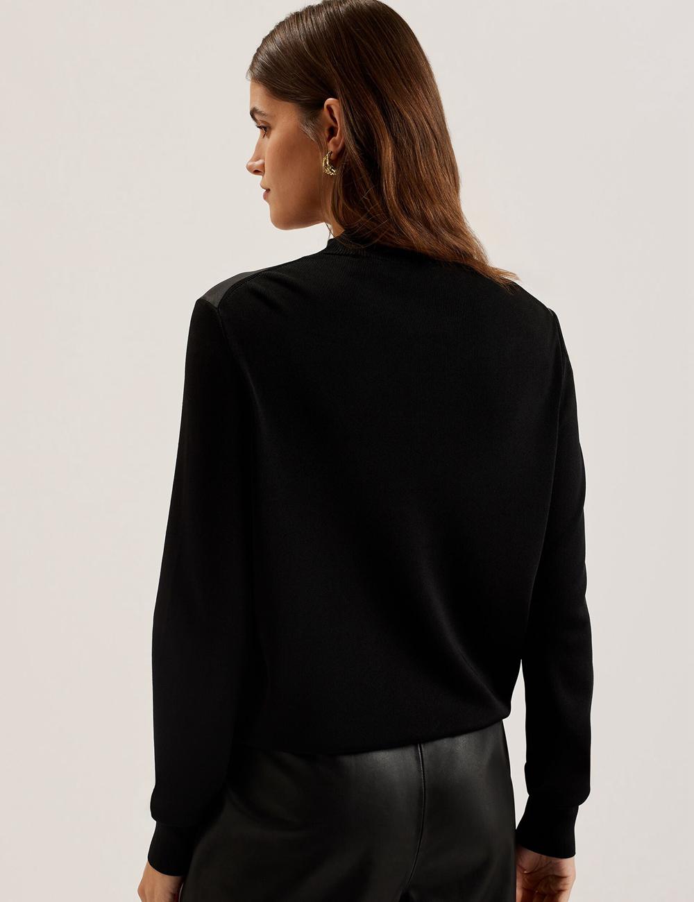 Ted Baker TABITHR - Printed Panel Long Sleeve Knit Oberteile Damen Schwarz | HLDCV-1403