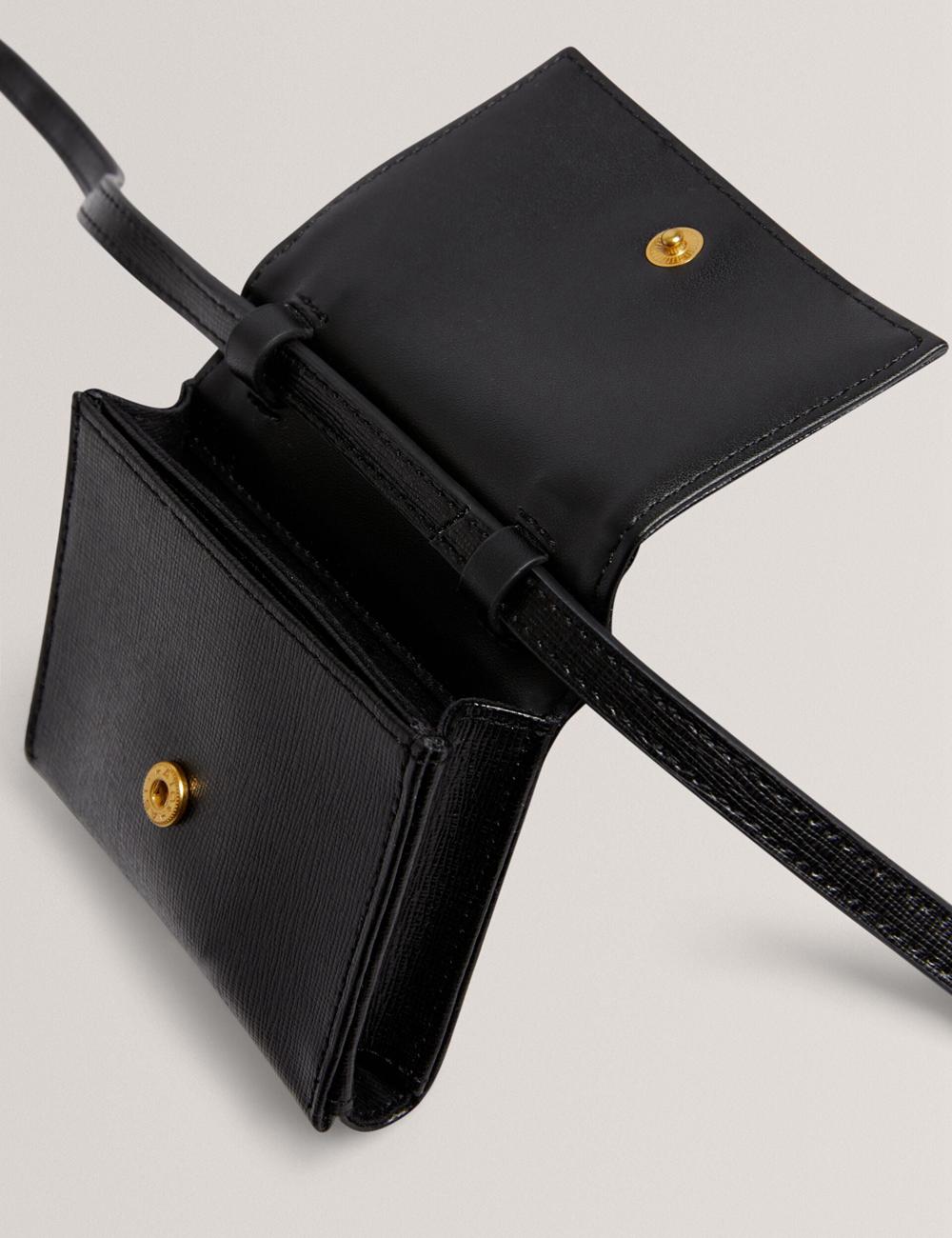 Ted Baker TAMZIEE - Leather Crossbody Card Holder Umhängetasche Damen Schwarz | CWVAG-6415