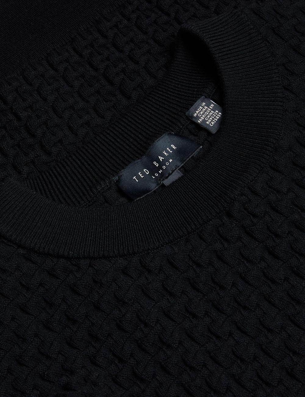 Ted Baker TEDTYY - Textured T Jacquard Knitted Pullover Damen Schwarz | UREXD-9248