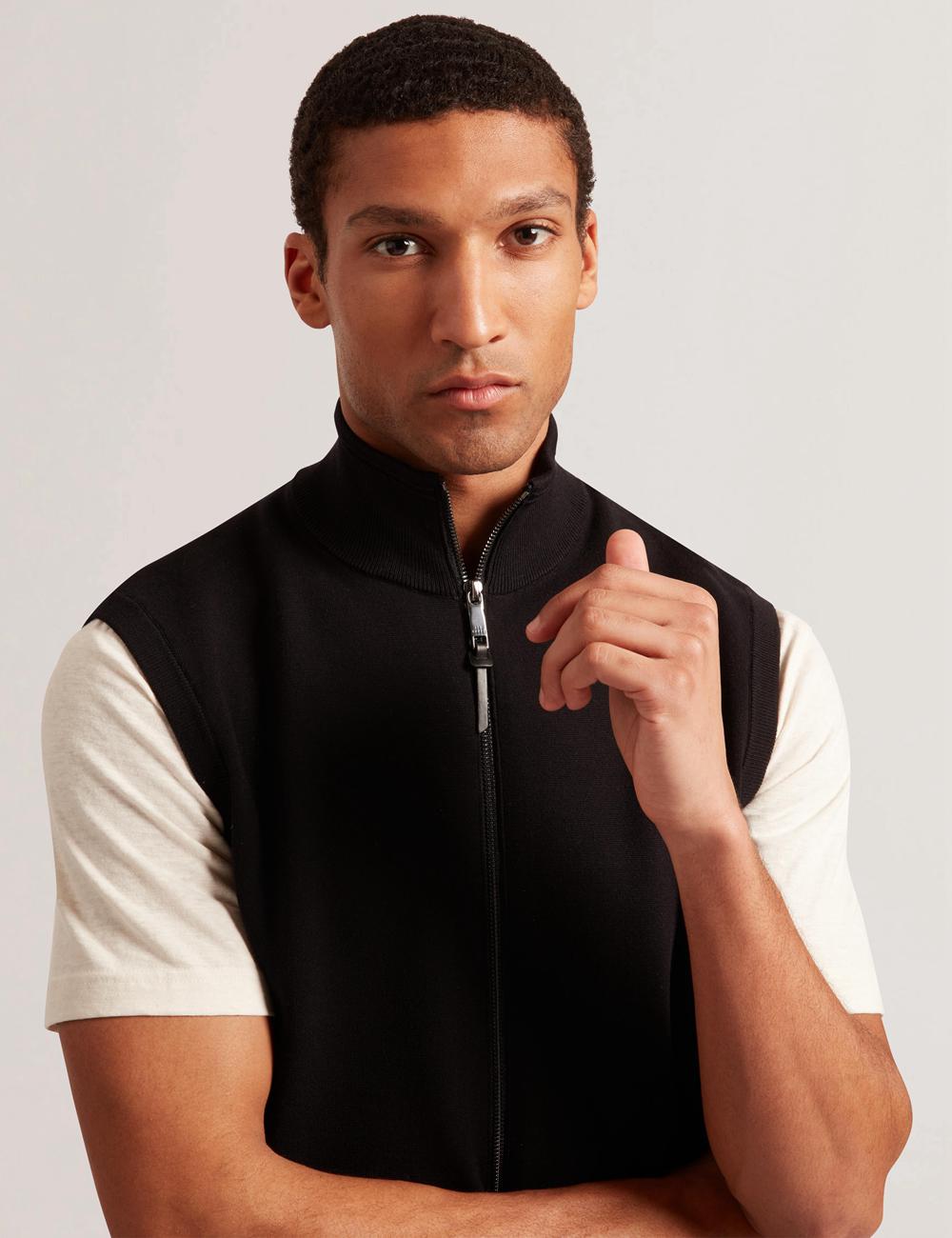 Ted Baker TERINCE - Zip-Through Funnel Neck Gillets Herren Schwarz | EFSDJ-1208