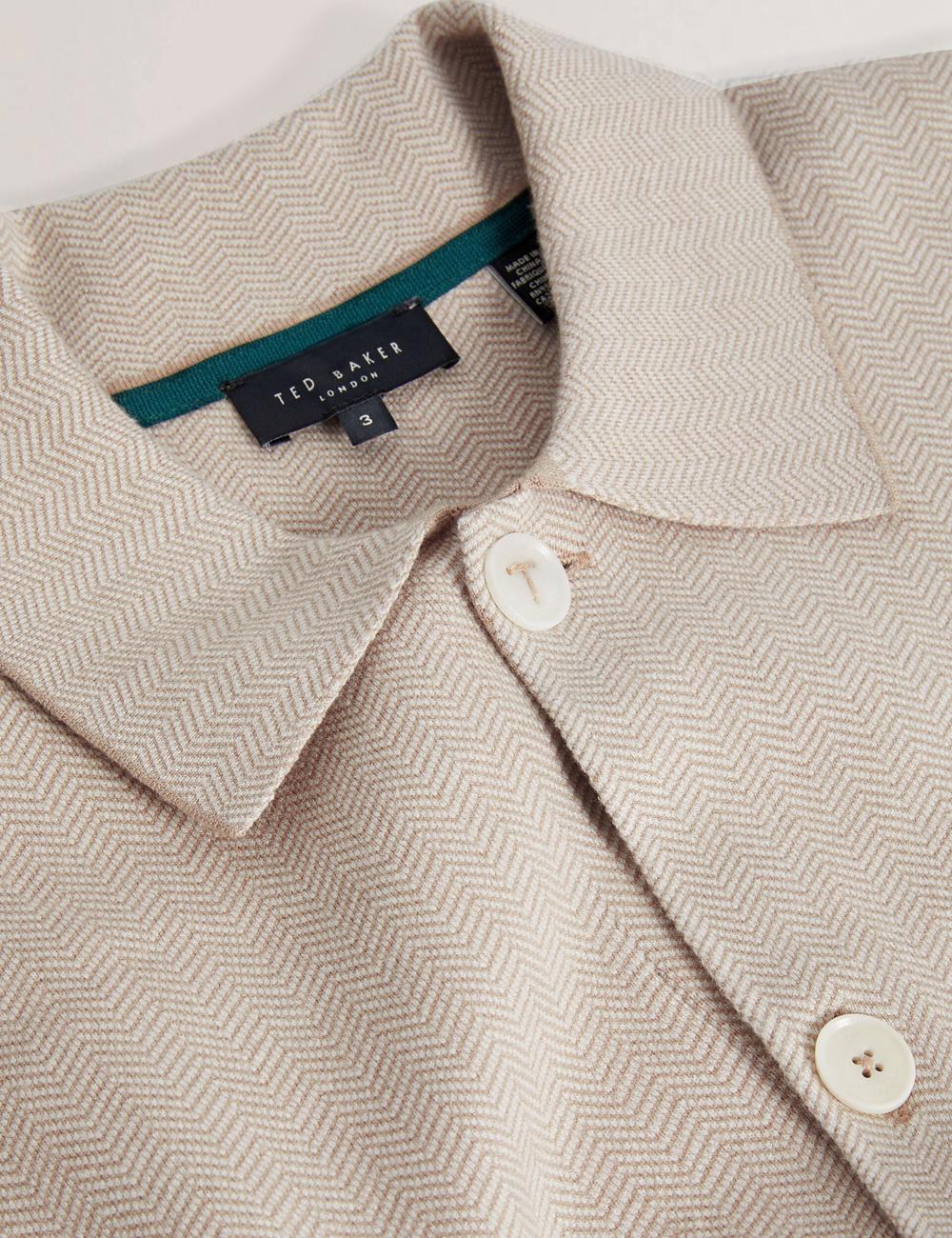 Ted Baker THIMON - Herringbone Knit Button-Up Jacken Herren Taupe | YWPUF-9683
