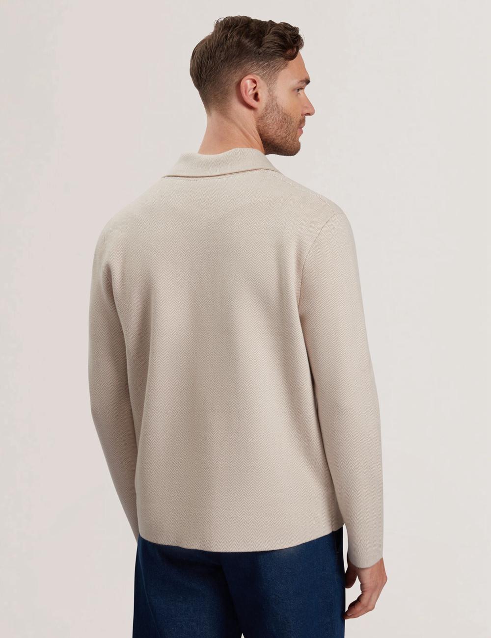 Ted Baker THIMON - Herringbone Knit Button-Up Jacken Herren Taupe | YWPUF-9683