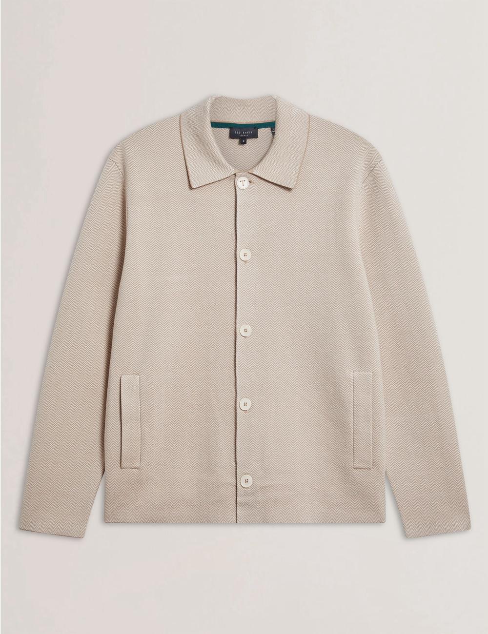Ted Baker THIMON - Herringbone Knit Button-Up Jacken Herren Taupe | YWPUF-9683