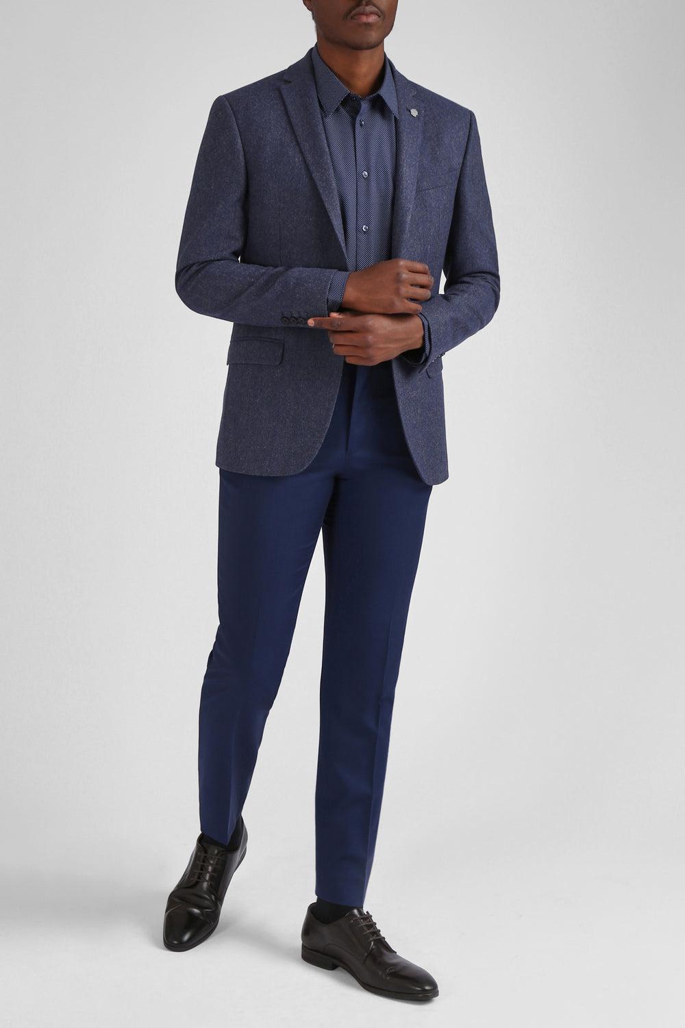 Ted Baker TIANJS - Textured Wool Blend Tailored Blazer Herren Blau | PHDMG-7903