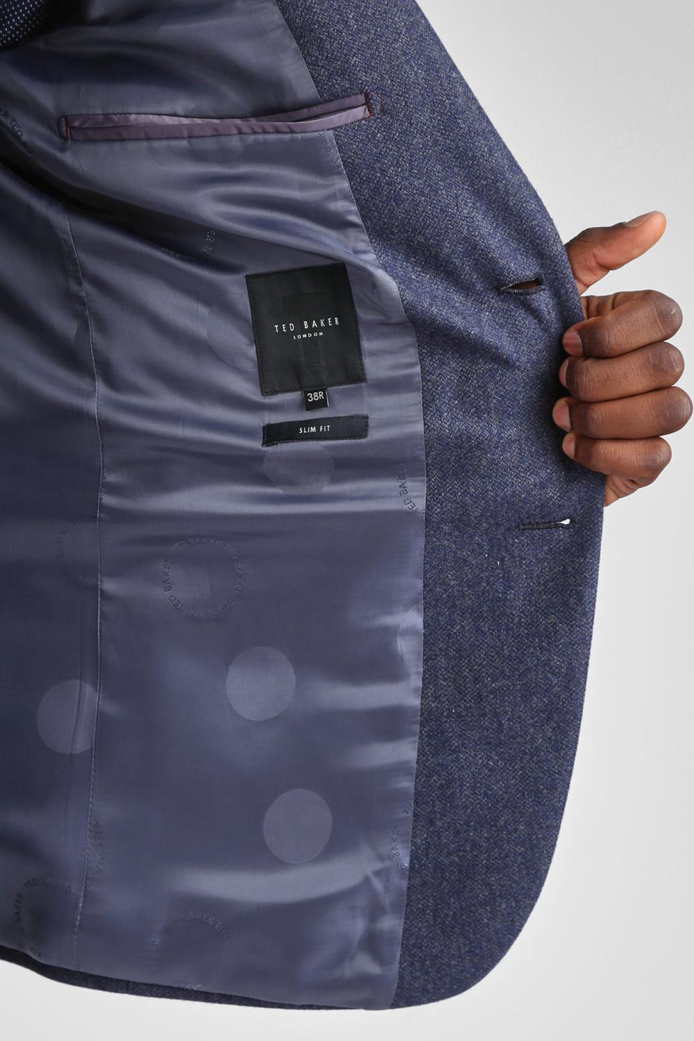 Ted Baker TIANJS - Textured Wool Blend Tailored Blazer Herren Blau | PHDMG-7903