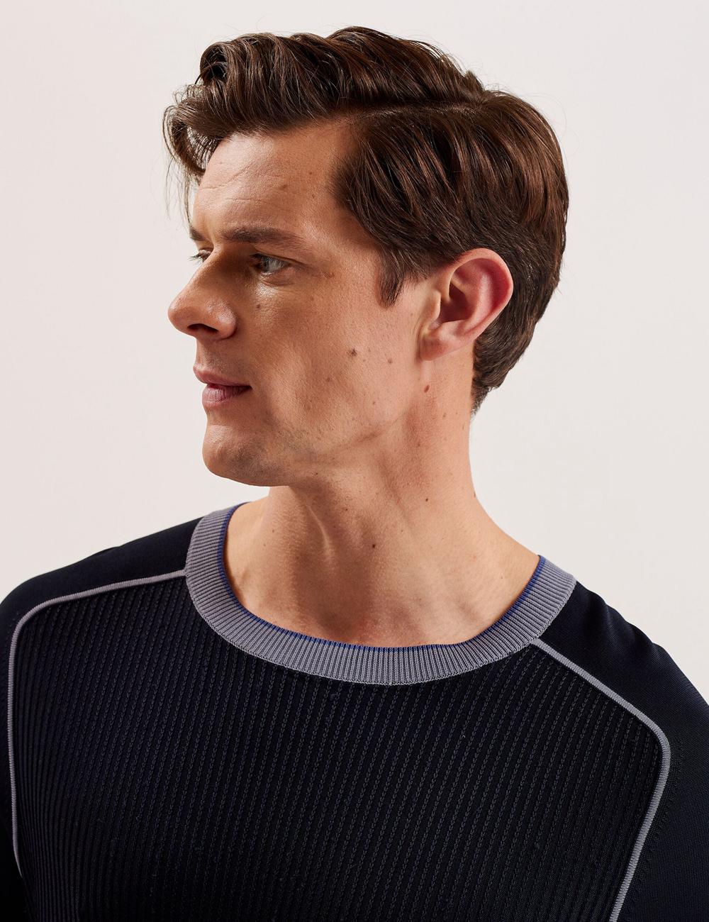 Ted Baker TOREZ - Long Sleeve Textured Knit Top Pullover Herren Navy | GSIPT-4036
