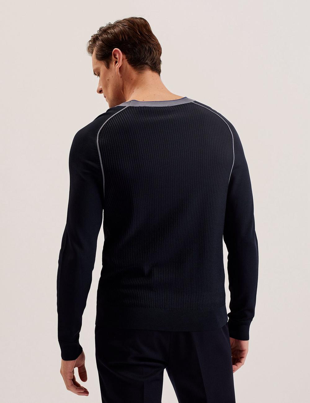 Ted Baker TOREZ - Long Sleeve Textured Knit Top Pullover Herren Navy | GSIPT-4036