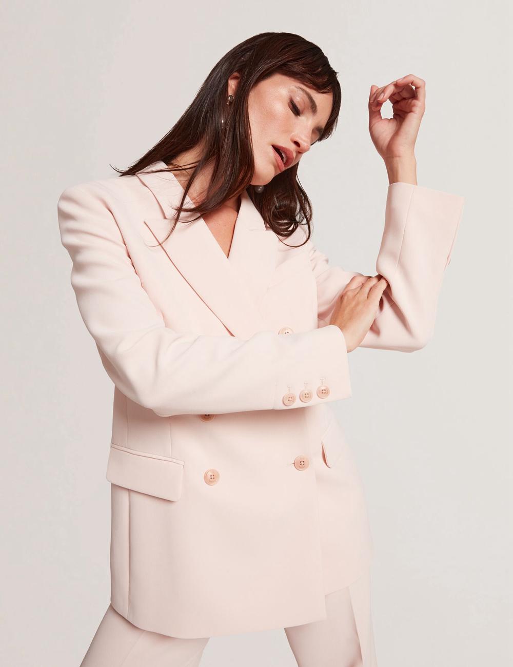 Ted Baker TRAGA - Tailored Double Breasted Woven Blazer Damen Rosa | ZTYUE-4917