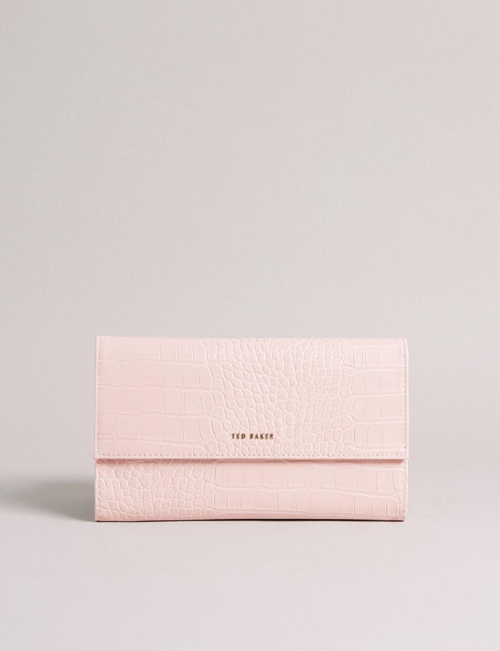 Ted Baker TRAVELZ - Croc Faux Leather Travel Organiser Geldbörse Damen Rosa | UKMSJ-0927