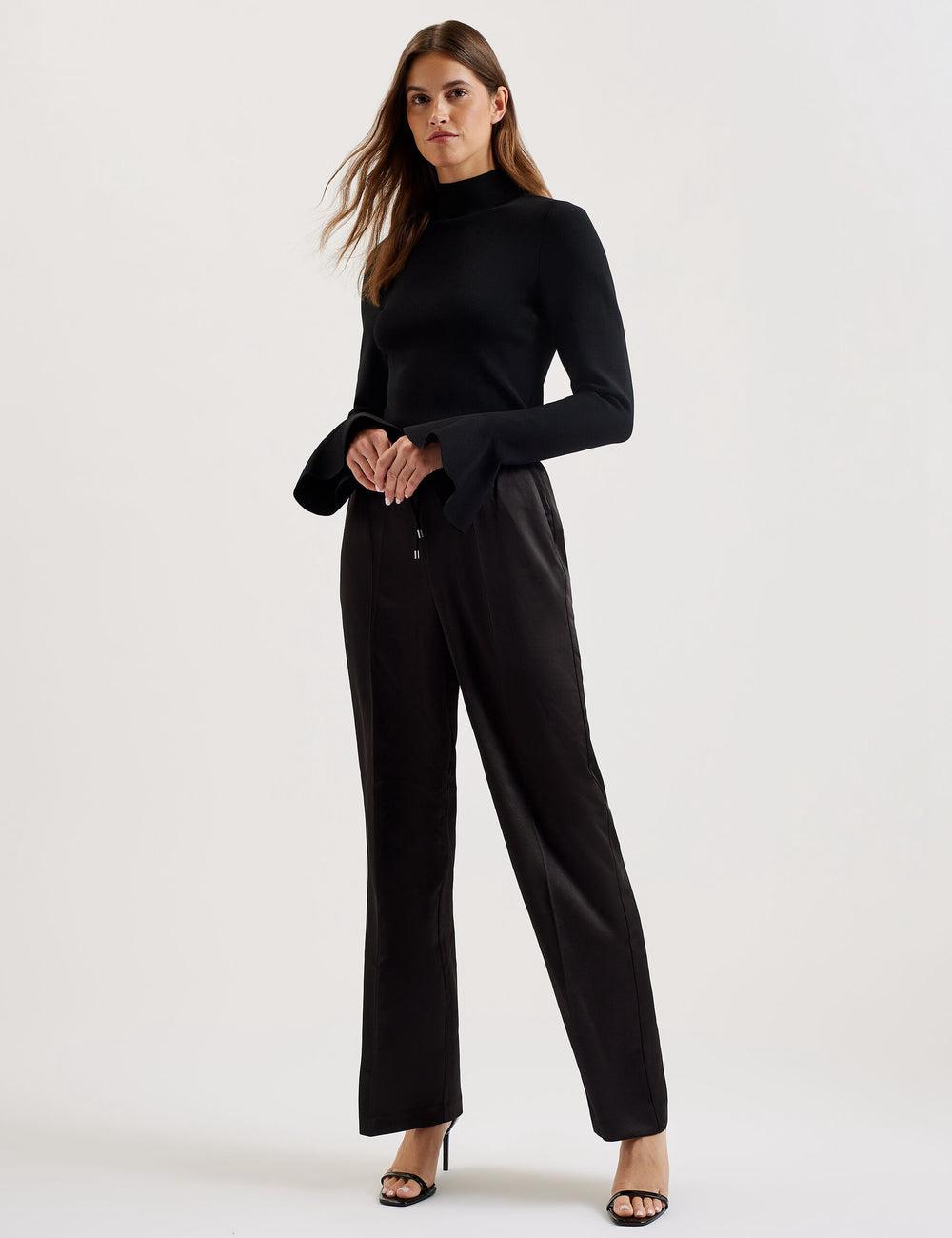 Ted Baker UMAIBO - Satin Wide Leg Drawstring Joggers Hosen Damen Schwarz | ONCFR-5801