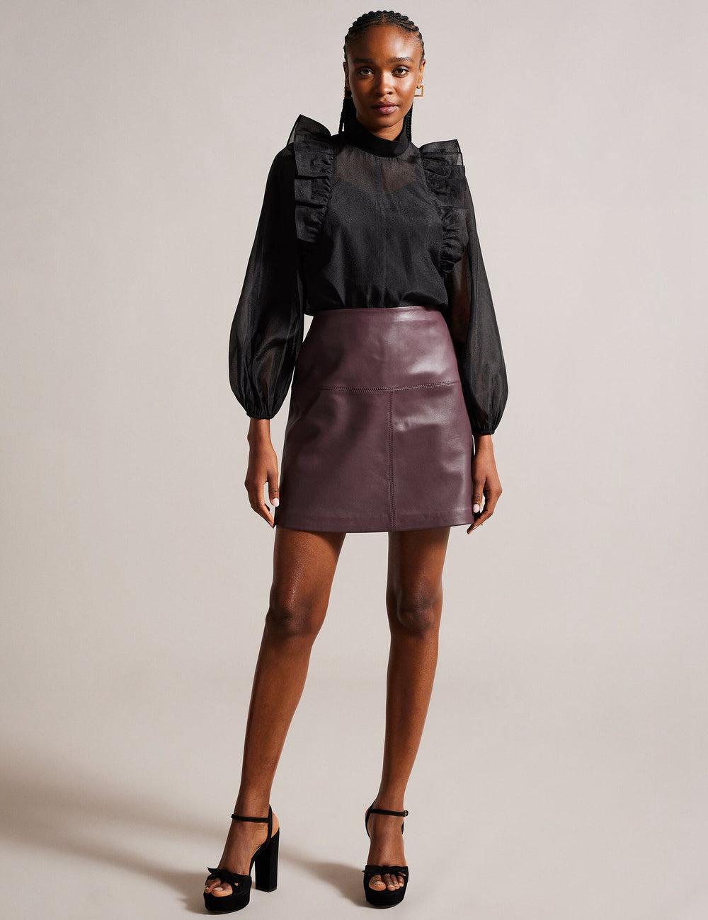 Ted Baker VALIAT - A-Line Leather Röcke Damen Rot | UVPCE-8305