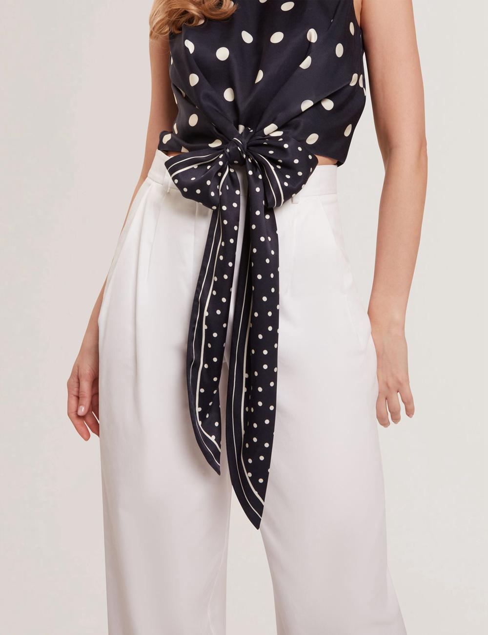 Ted Baker VEIRAA - Polka Dot Front Sleeveless Crop Oberteile Damen Navy | JPEGW-8043