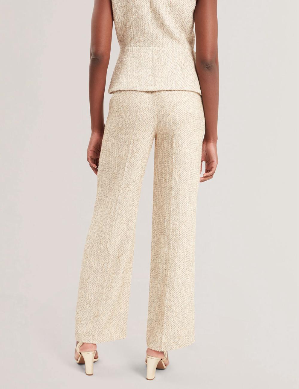 Ted Baker VULPAT - Boucle Herringbone Wide Leg Tailored Hosen Damen Ivory | MJAUX-3847
