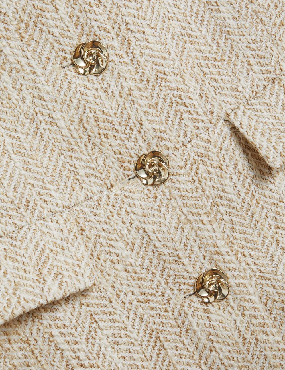 Ted Baker VULPAW - Boucle Herringbone Fitted Anzugweste Damen Ivory | VKTAU-1893