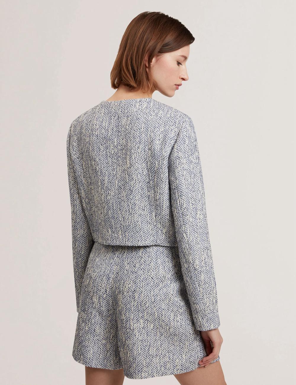 Ted Baker VULPA - Boucle Button-Up Cropped Tailored Jacken Damen Blau | QUAEC-4791