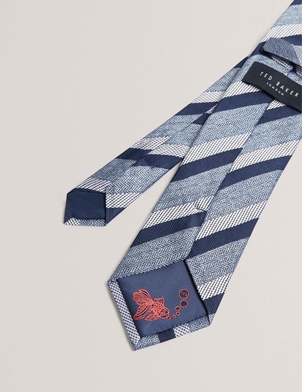 Ted Baker WEISMUL - Textured Mixed Stripe Silk Krawatten Herren Navy | TYOPH-8207
