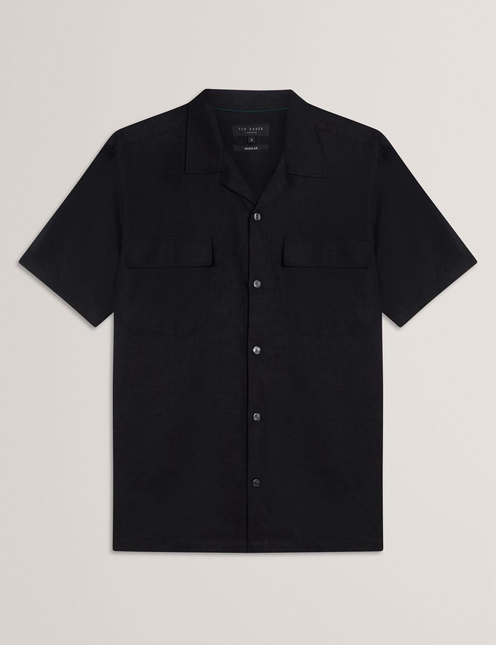 Ted Baker WHETHER - Short Sleeve Regular Fit Double Pocket Hemd Herren Schwarz | GOYSM-5062