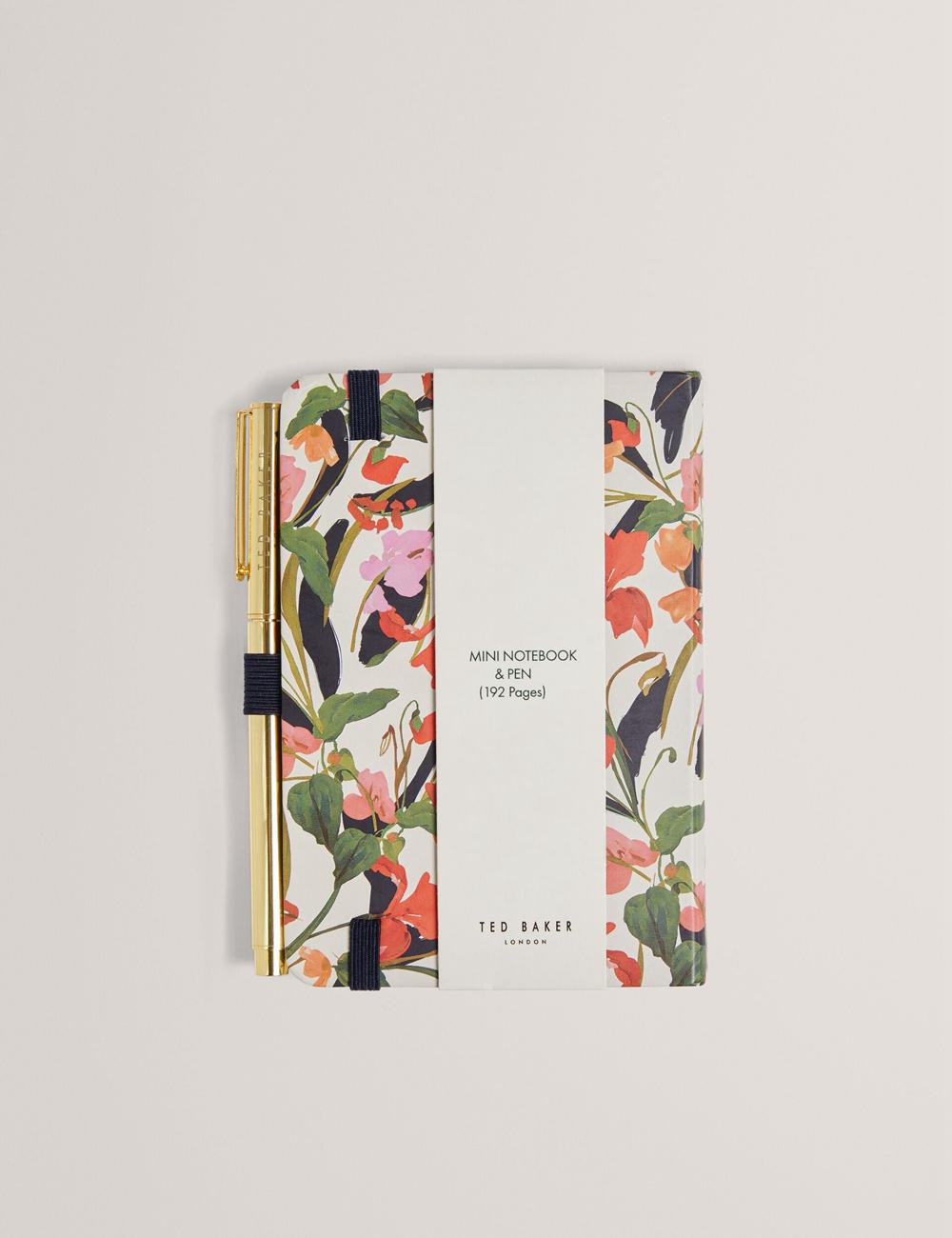 Ted Baker WHINNA - Floral Print A6 Notebook & Pen Stationary Damen Weiß | FMTWX-1540