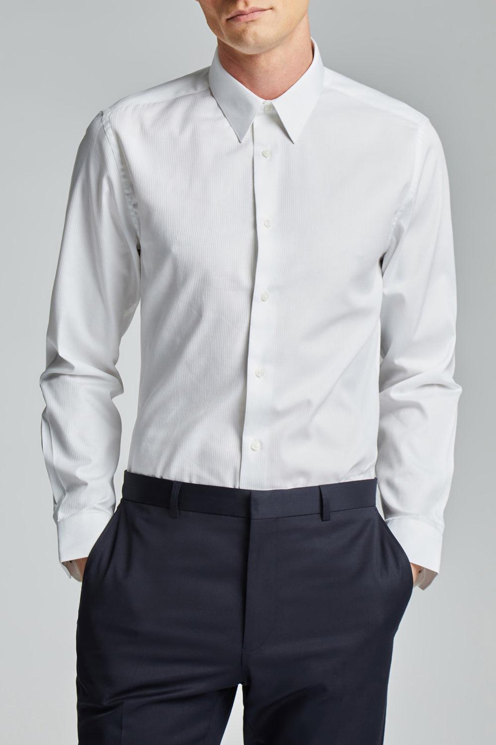 Ted Baker WHITE SATIN STRIPE - Textured Stripe Slim Fit Hemd Herren Weiß | JMAFB-9453