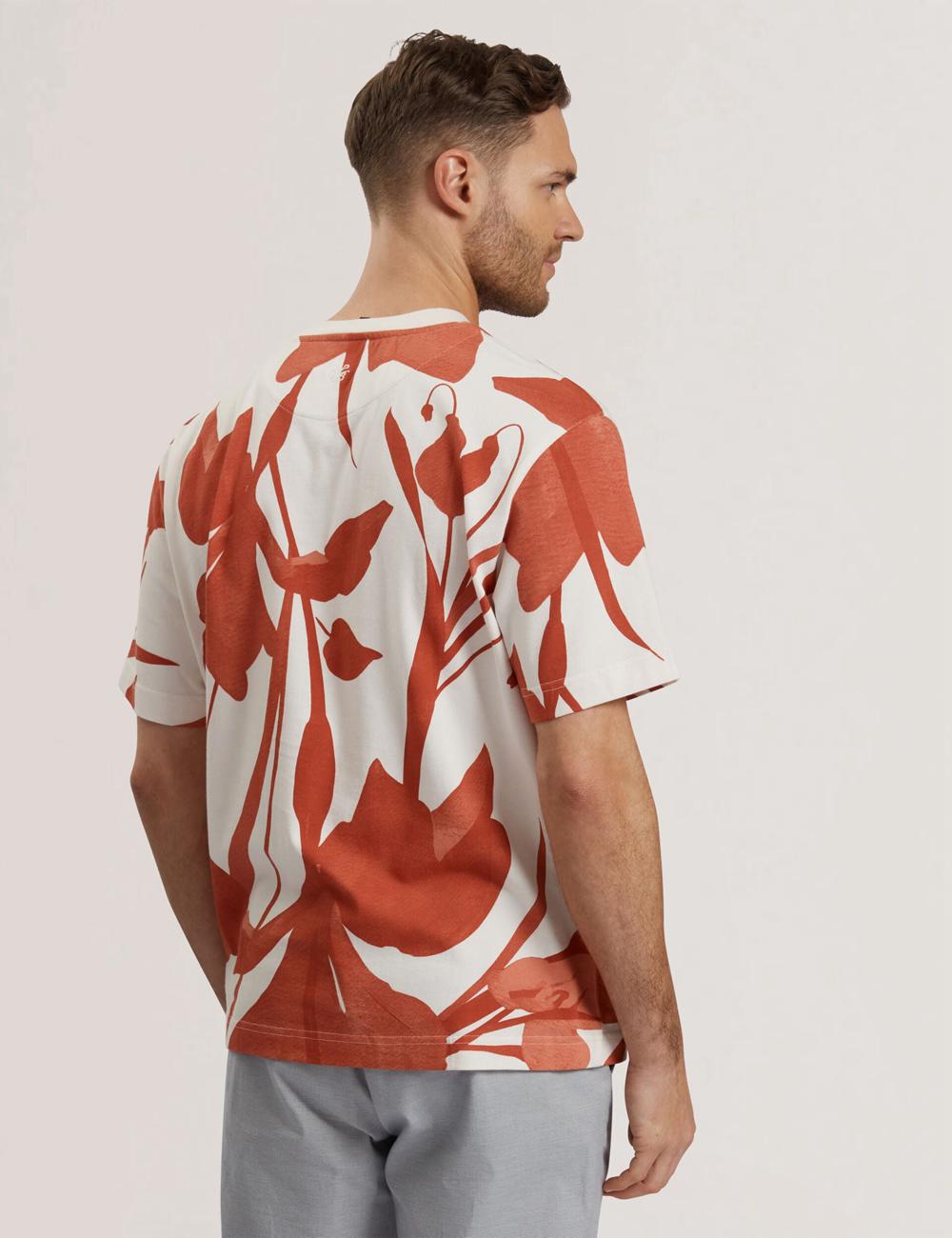 Ted Baker YIANNOS - Floral Print Heavyweight Cotton T-shirts Herren Rot | DYMGC-5843