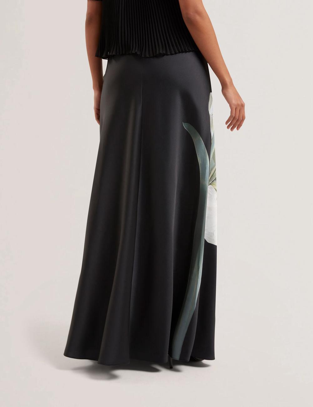 Ted Baker ZIONNA - Floral Print Detail Satin Röcke Damen Schwarz | IFTKX-7043
