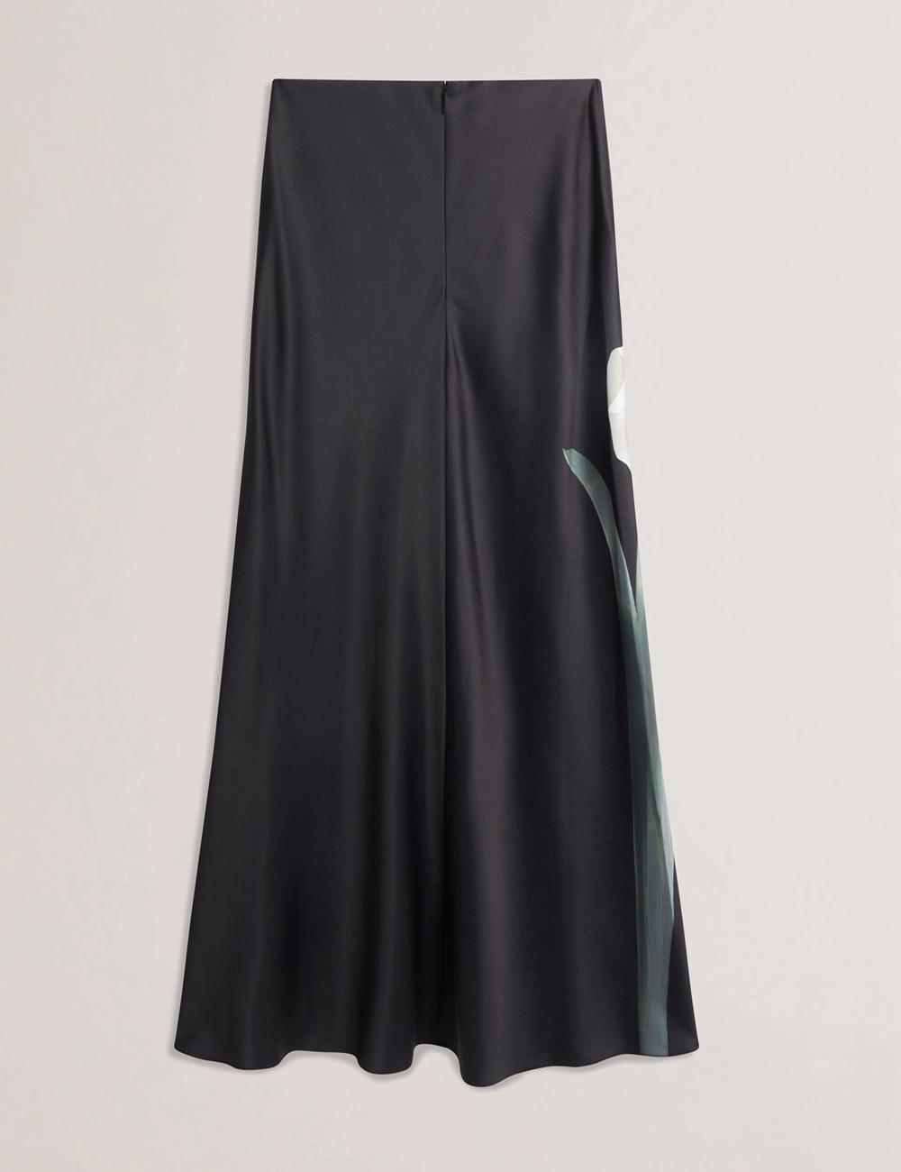Ted Baker ZIONNA - Floral Print Detail Satin Röcke Damen Schwarz | IFTKX-7043