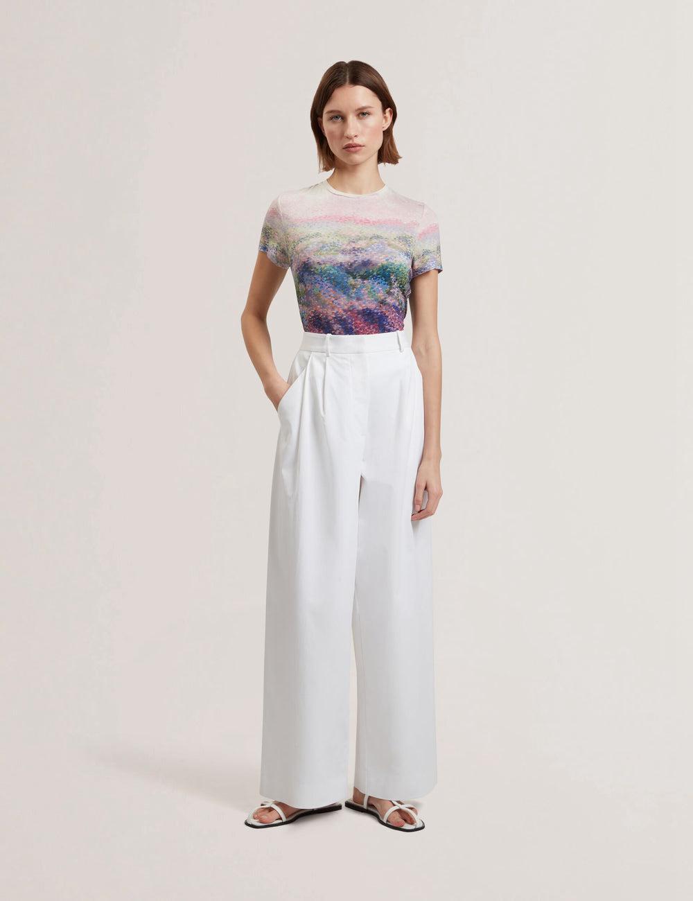 Ted Baker ZOZIA - Pleated High Waist Wide Leg Hosen Damen Weiß | SIXRG-2865