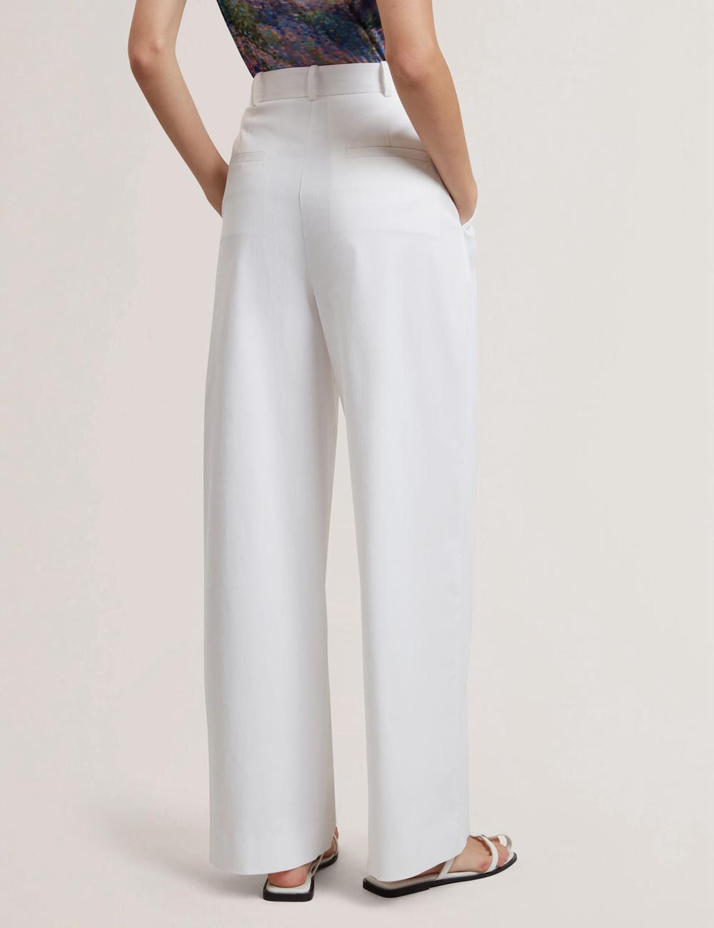 Ted Baker ZOZIA - Pleated High Waist Wide Leg Hosen Damen Weiß | SIXRG-2865