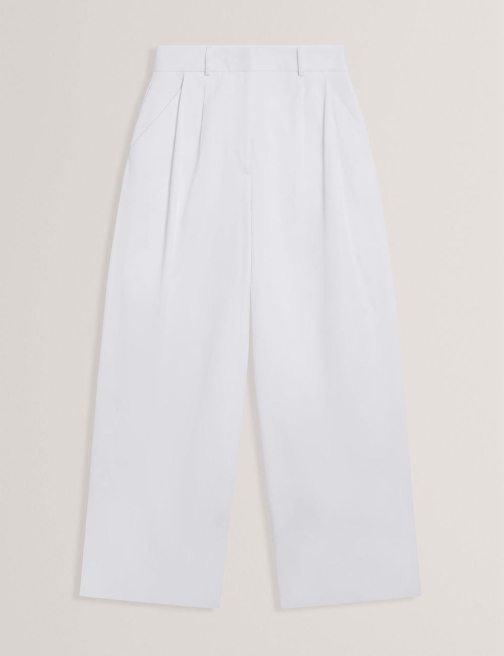 Ted Baker ZOZIA - Pleated High Waist Wide Leg Hosen Damen Weiß | SIXRG-2865