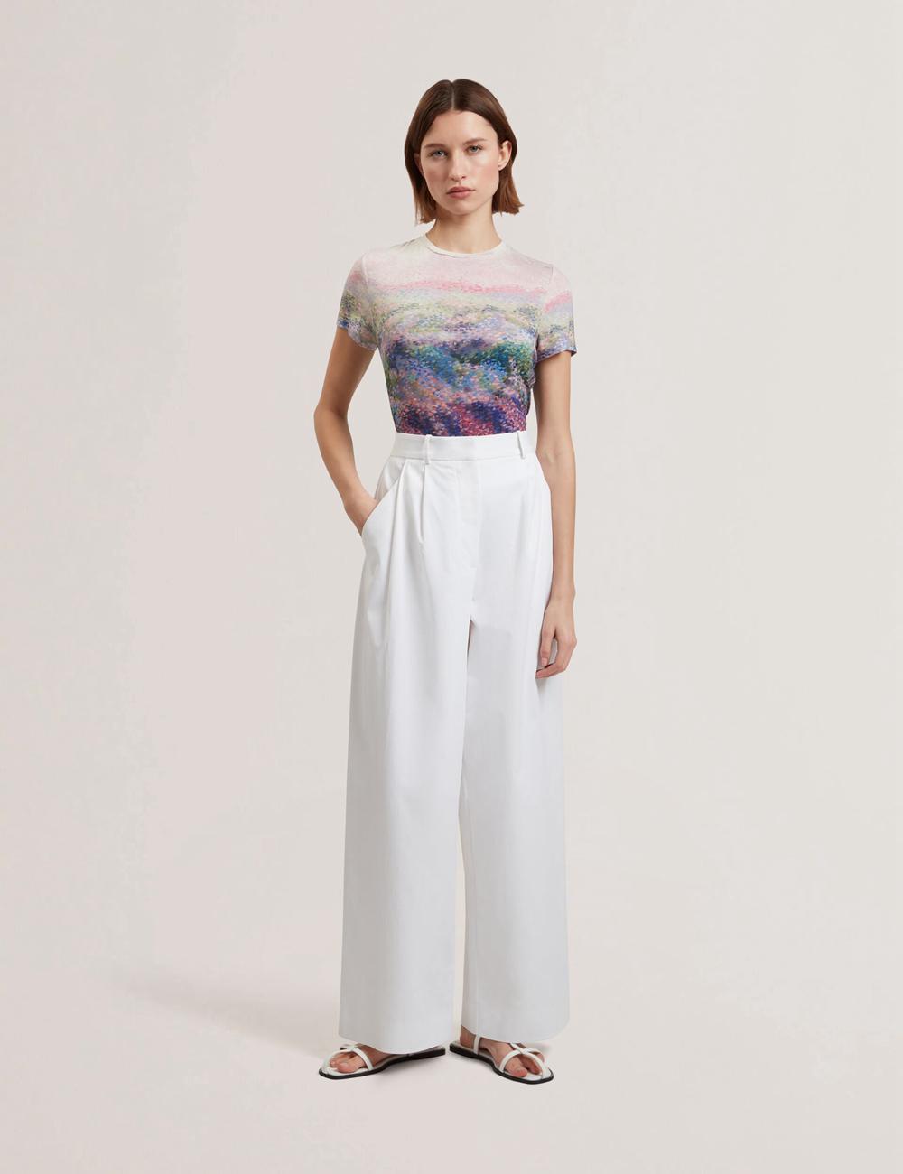 Ted Baker ZOZIA - Pleated High Waist Wide Leg Hosen Damen Weiß | SIXRG-2865